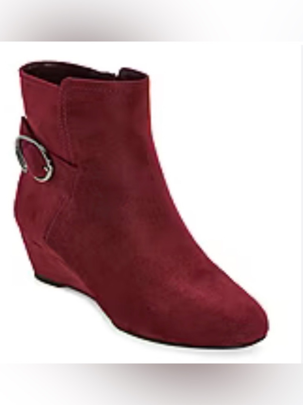 East 5th Women’s Burgundy Suede Ankle Bootie with Ring Detail